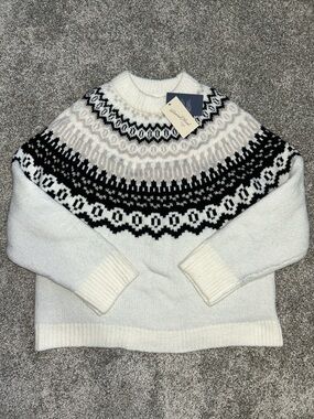 Target Cream Fair Isle Sweater with Black Pattern